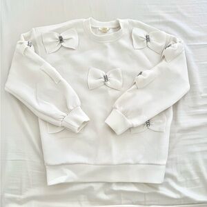 Anthropologie / Maeve x English Factory Bow Sweatshirt in White - XS